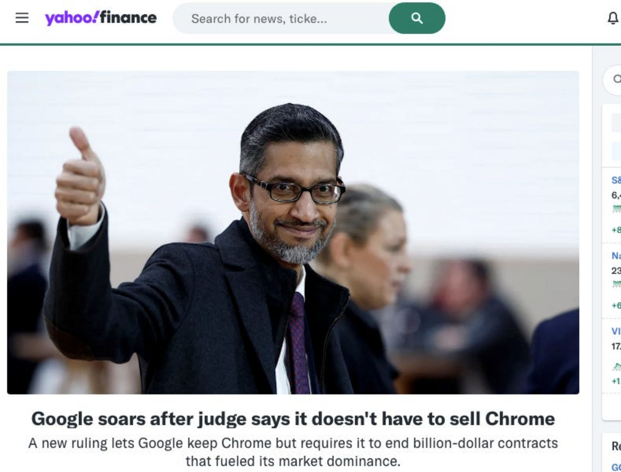 Link Preview: 
A Judge Lets Google Get Away with Monopoly: Judge Amit Mehta had a chance to restore some semblance of the rule of law when he handed down a remedy decision in the Google case. He didn't. Google won this round. And Wall Street is rejoicing.