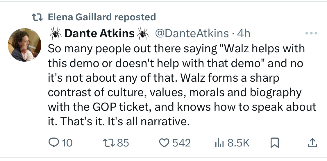 Screenshot of tweet by Dante Atkins:
So many people out there saying