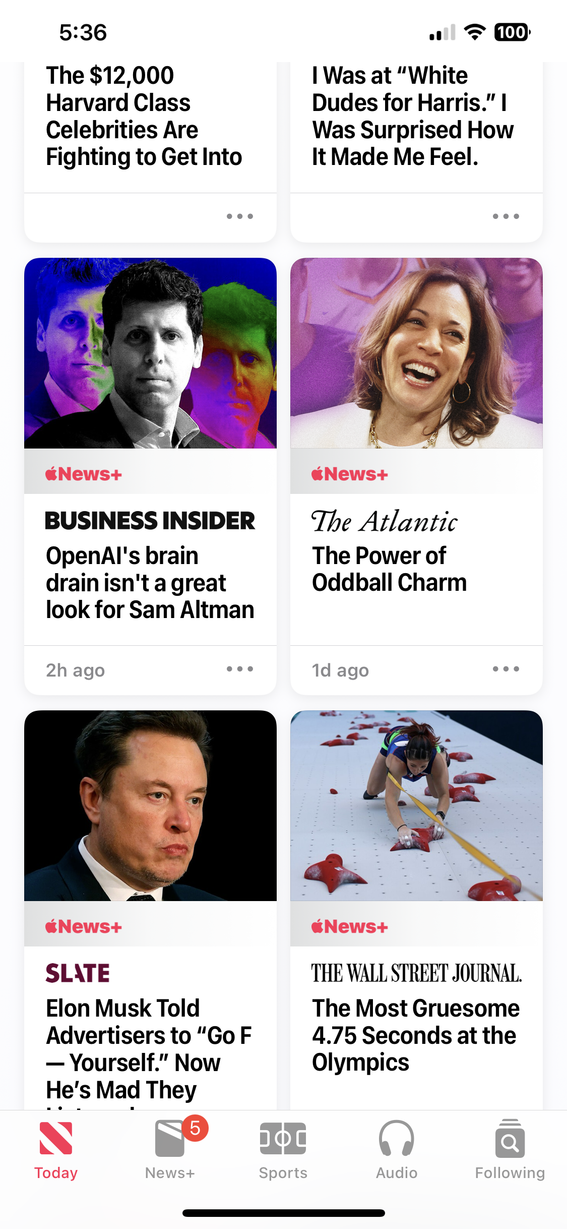 Screenshot of headlines:
The $12,000 Harvard Class Celebrities Are Fighting to Get Into
I Was at